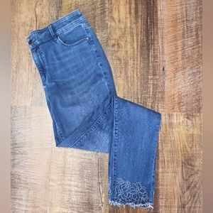 Ann Taylor Tall-Curvy Fit Embroidered Skinny Denim Jeans Sz 10T